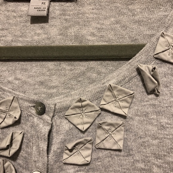 DONATED Sweater-Button down, Embellished v-neck - Picture 3 of 8